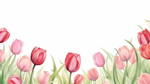 Vector frame decorated with flowers tulips for womens day on march 8