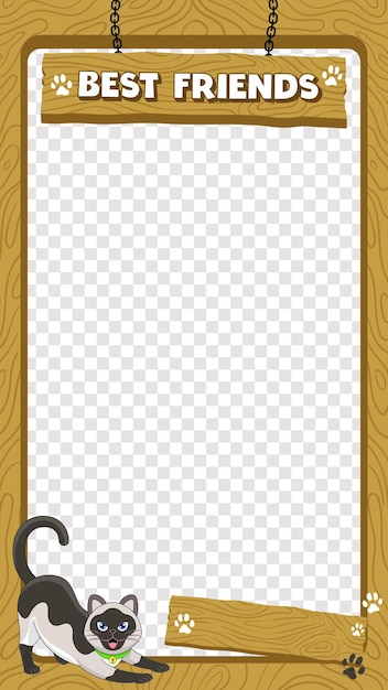 Frame Design of Cartoon Cat in Portrait mode