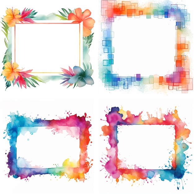 Frame design paint art border illustration abstract graphic element vector background grunge set