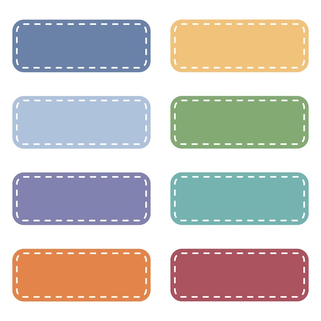 Frame design Set of Rectangular label tag with stitched lines