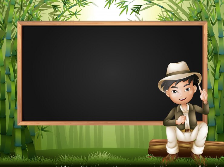 वेक्टर frame design with man in bamboo forest