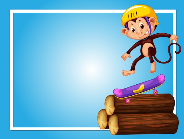 Frame design with monkey on skateboard