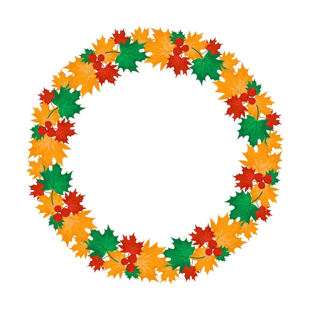 Frame design with orange red and green maple leaves