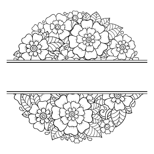 Frame in eastern tradition. Stylized with henna tattoos decorative pattern for decorating covers for book, notebook, casket, magazine, postcard and folder. Flower mandala in mehndi style.