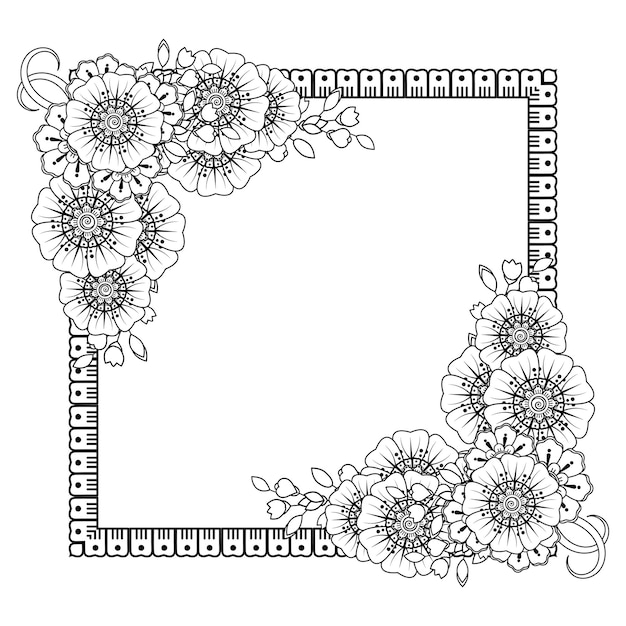 Frame in eastern tradition stylized with henna tattoos decorative pattern