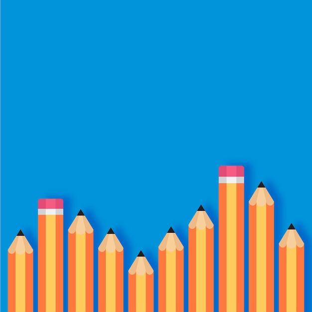 Vector frame of flat pencils for school, science and education