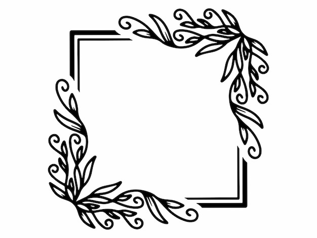 Vector frame flower line art illustration