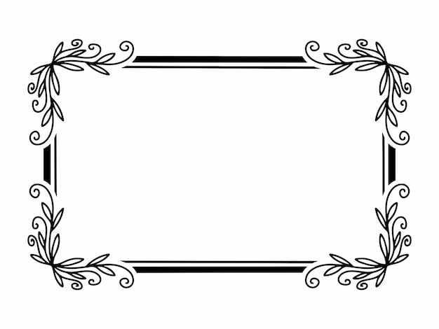 Vector frame flower line art illustration