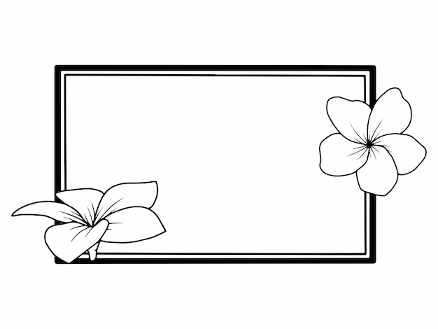 Vector frame flower line art illustration