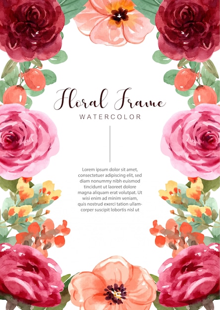 Frame flower watercolor  illustration