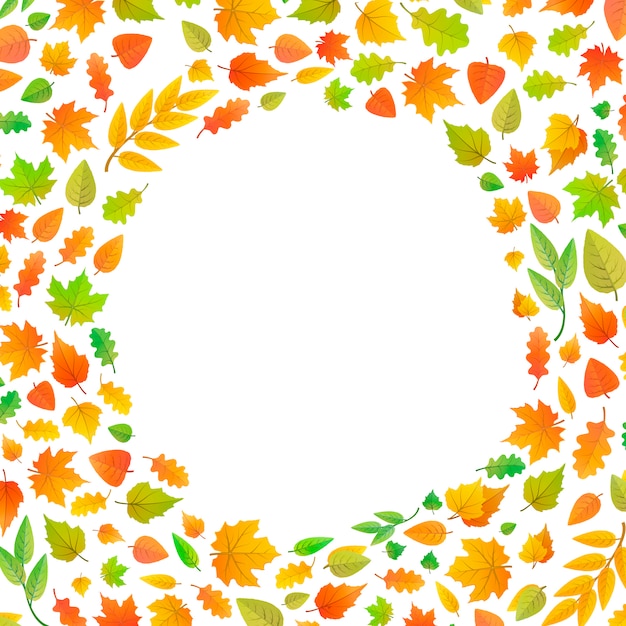 Vector frame gemaakt van herfstbladeren in cirkelvorm