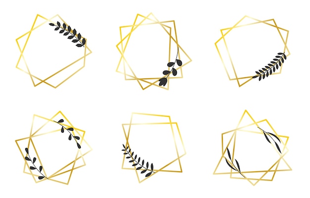 Frame gold black polygonal abstract with branches