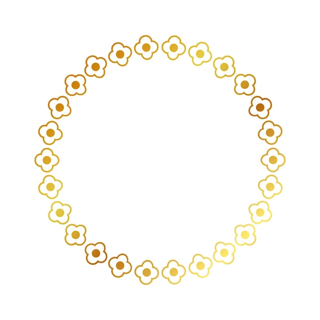 frame gold golden flower circle simple vector isolated on white