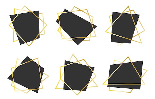 Vector frame gold with black polygonal abstract isolated