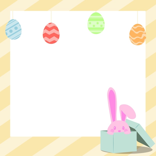 Vector frame illustration of happy easter bunny egg for template background copy space