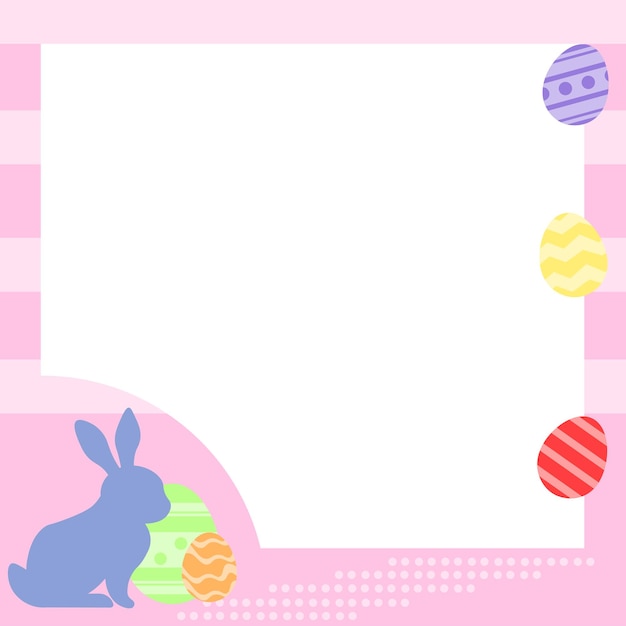 Vector frame illustration of happy easter bunny egg for template background copy space