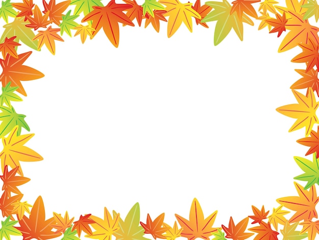 Vector frame illustration of the maple which turned red in autumn