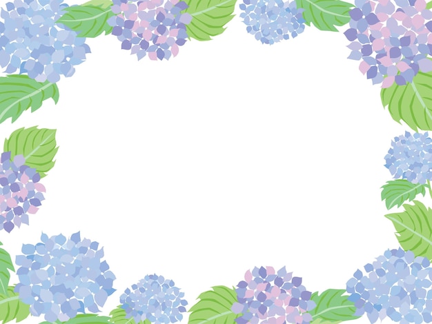 Vector frame illustration of the purple hydrangea of june