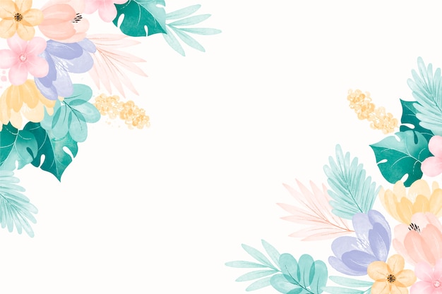 Vector frame illustration with watercolor flowers