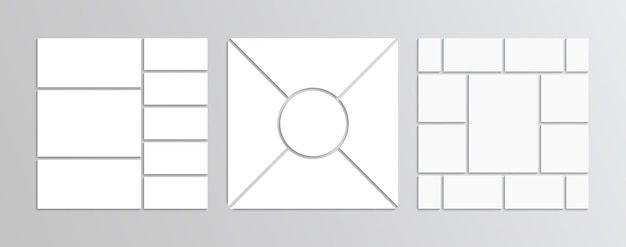 프레임 이미지 그리드 세트 무드보드 템플릿 모자이크 사진 콜라주 레이아웃 컬렉션 사진 무드보드