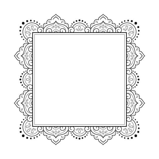 Frame in oosterse traditie Gestileerd met henna tatoeages decoratief patroon voor het versieren van covers voor boeken notebook kist tijdschrift ansichtkaart en map Bloemrand in mehndi stijl