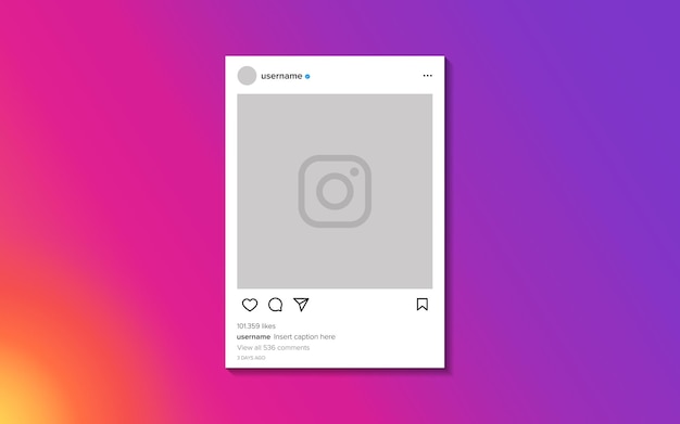 Frame Instagram post mockup template vector design in gradient colour background