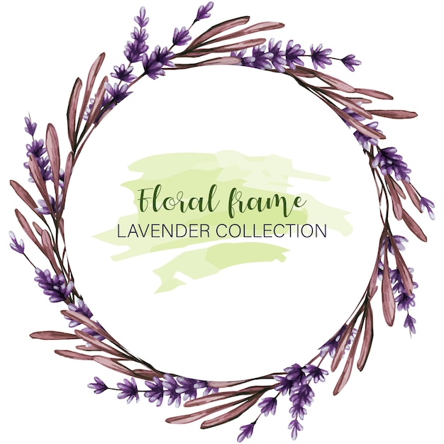 Vector frame of lavender branches round background for posters invitations cards posters etc