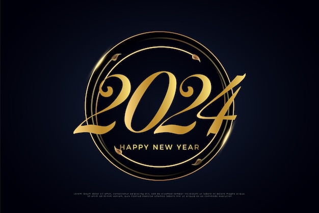Vector a frame of leaf twigs that decorates a number celebrating the new year 2024