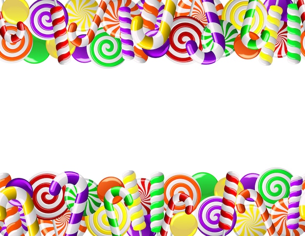 Frame made of colorful candies. Seamless pattern