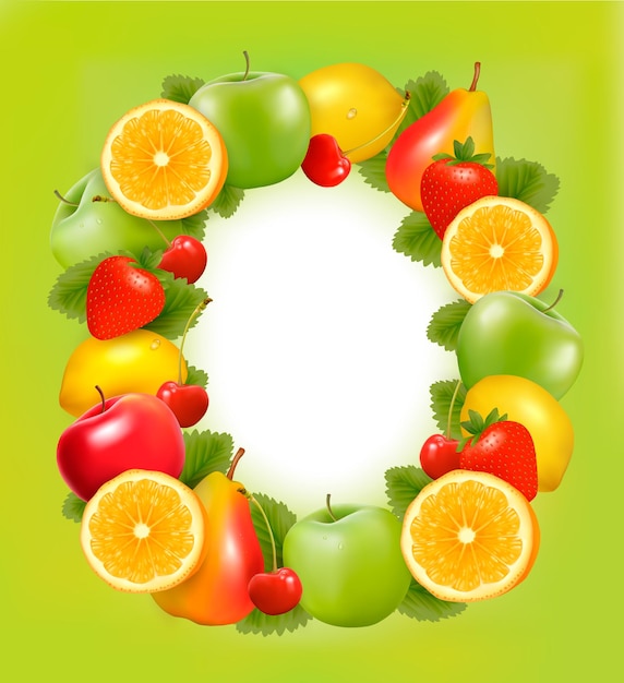 Frame made of fresh juicy fruit Vector