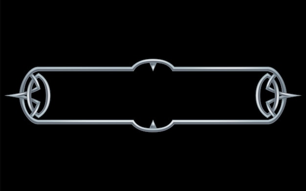 フレーム中世ゲーム ui 金属タイトル バナーまたは飾り枠 Web またはゲーム デザインのベクター アセット 中世スタイルの空の長方形フレーム インターフェース要素
