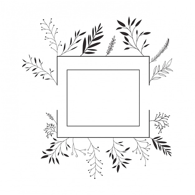 Frame met bloemen geïsoleerde pictogram