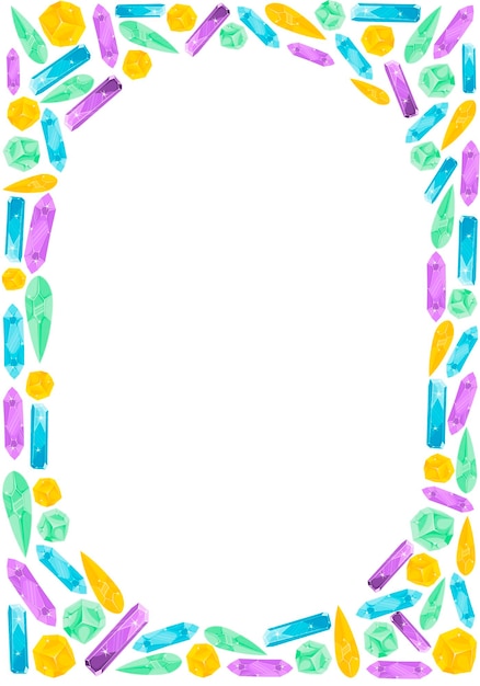 Frame met een lege cirkel aan de binnenkant en kleurrijke kristallen eromheen