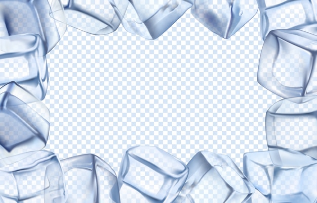 Frame met ijsblokjes. Chill grens, ijzige koude kubus en iced rechthoekige frame illustratie