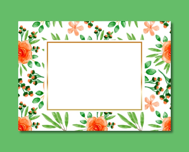 Frame met oranje bloemen aquarel naadloos patroon