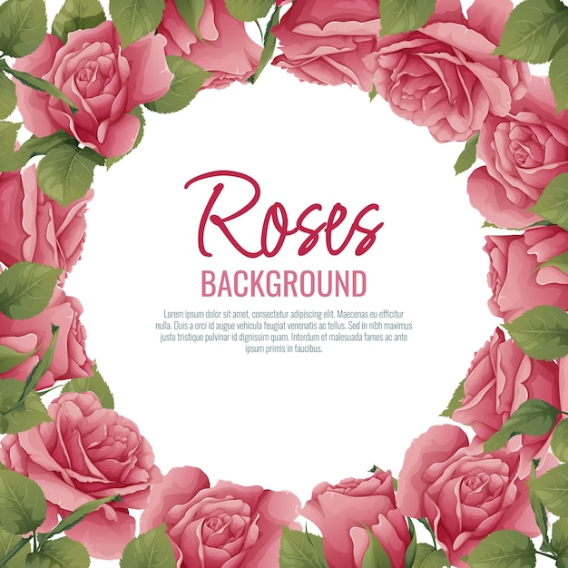 Frame met rozen Grens met roze bloemen en groene bladeren Achtergrond ansichtkaart met botanische elementen Vector illustratie
