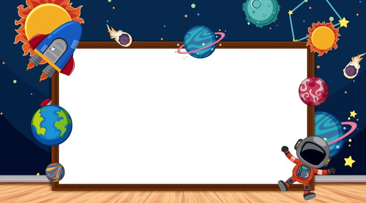 Vector frame met ruimtethema op achtergrond