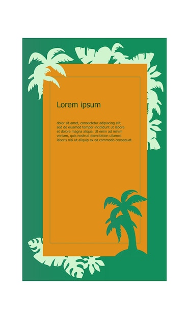 Vector frame met tropische palmboom en bladeren