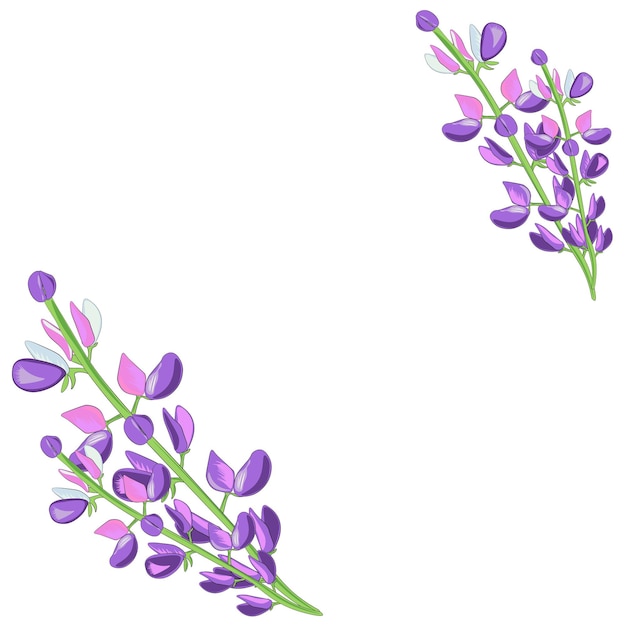 Frame met violette bloemen en bladeren