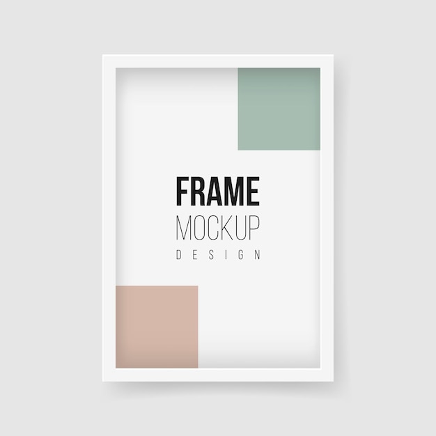 Frame mockup. vector flat illustrations. rectangle picture frame for photographs in monochrome color. realistic plastic or white wooden frame mat with wide borders and shadow.