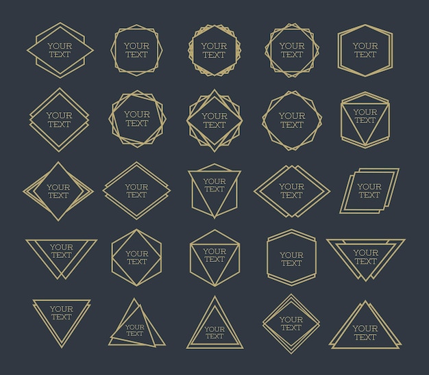 frame modern gold stroke line logo set hipster style vector design elements business signs logos identity labels badges and other branding objects for your business vector illustration