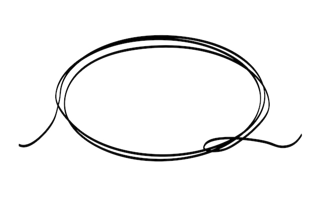 Рамка овальная простая векторная ручная рисунка черная векторная линия искусства непрерывная рамка