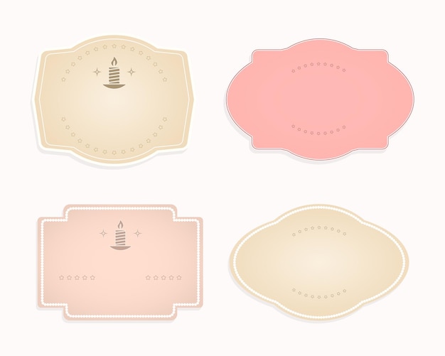 Vettore insieme di elementi di design di colore rosa beige trasparente di forma ovale con cornice