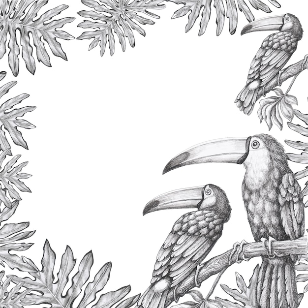 Frame pattern toucans birds