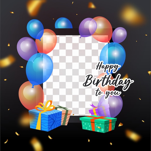 Frame photo happy birthday design background