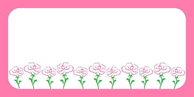 Frame pink doodle roses stylized