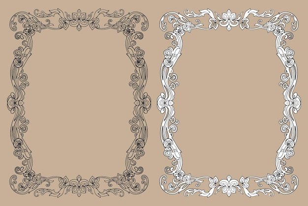 Frame plantaardige sieraad vector, lineaire, zwart-wit tekening. Voor kleurboeken