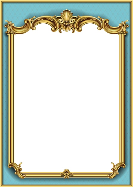 Vettore copertina di cartolina a cornice in oro in stile barocco rococò