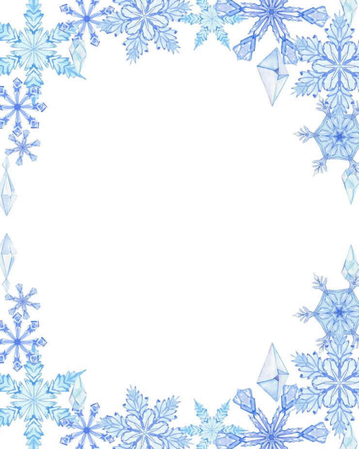 Vector frame for a postcard made of watercolor snowflakes