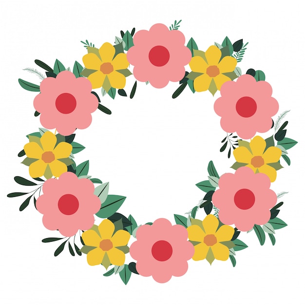 Vector frame of pretty flowers isolated icon